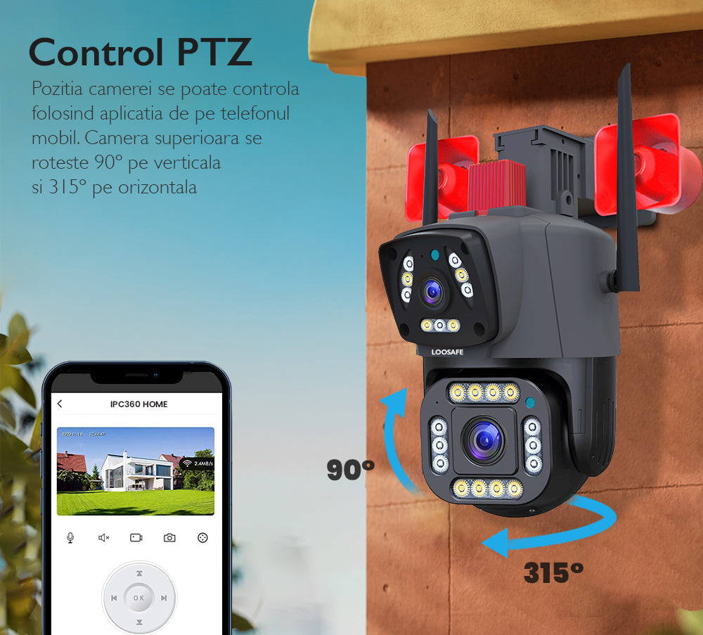 Camera de Supraveghere Dubla Wireless CCTV Loosafe 80XD Siren Pro Camera de Supraveghere Dubla Wireless CCTV Loosafe 80XD Siren Pro